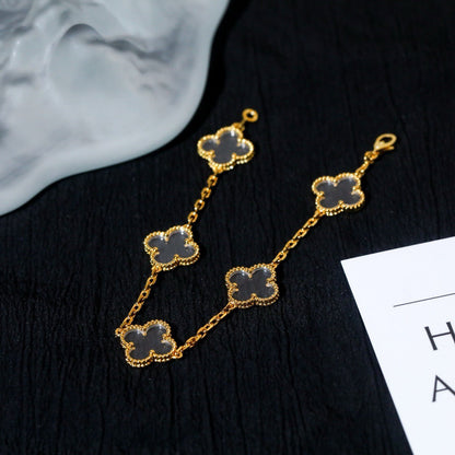 [Luxery]CLOVER 5 MOTIF ROCK CRYSTAL BRACELET