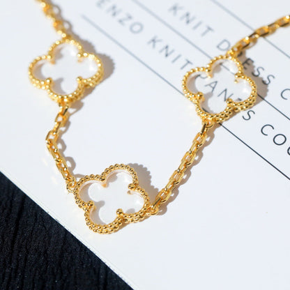 [Luxery]CLOVER 5 MOTIF ROCK CRYSTAL BRACELET