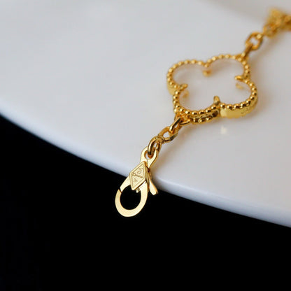 [Luxery]CLOVER 5 MOTIF ROCK CRYSTAL BRACELET