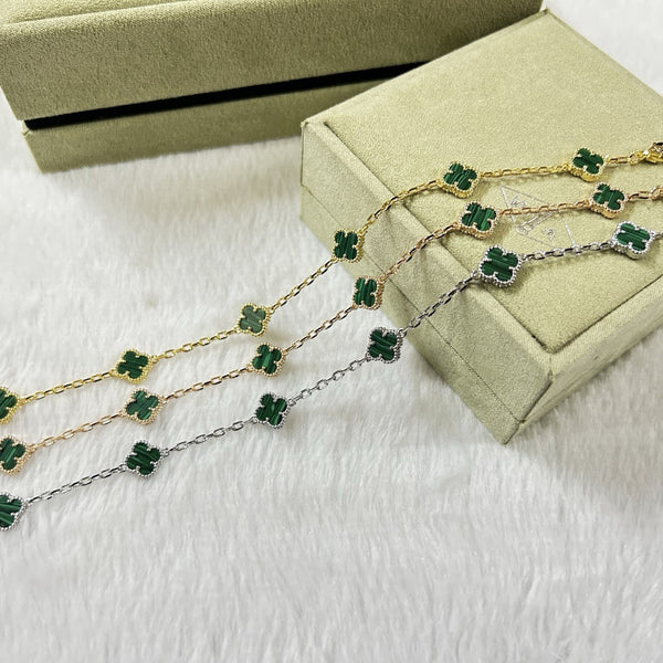 [Luxery]CLOVER 6 MOTIF MALACHITE BRACELET-w