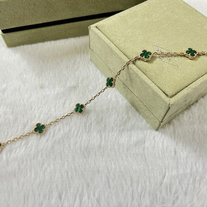 [Luxery]CLOVER 6 MOTIF MALACHITE BRACELET-w
