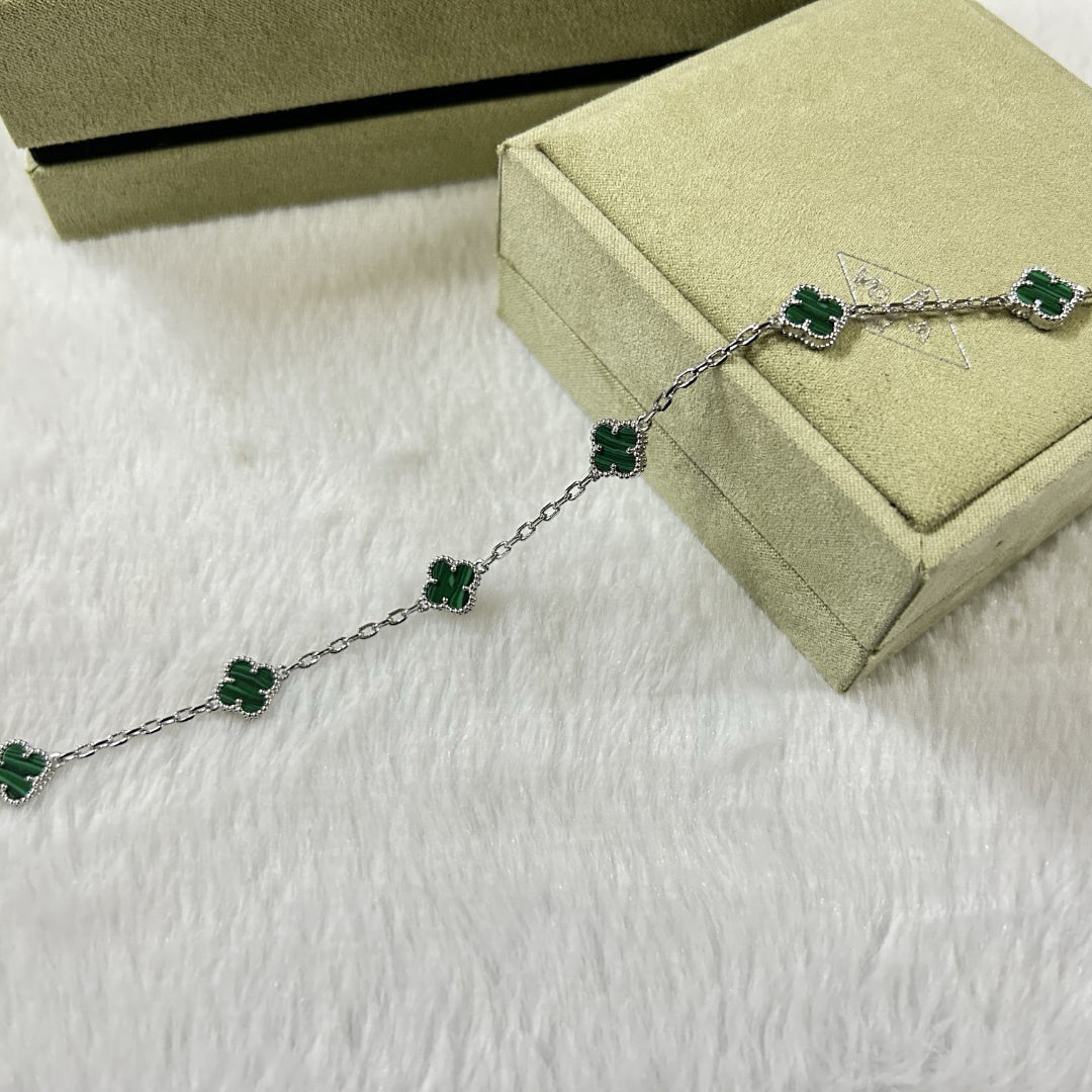 [Luxery]CLOVER 6 MOTIF MALACHITE BRACELET-w