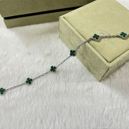 [Luxery]CLOVER 6 MOTIF MALACHITE BRACELET-w