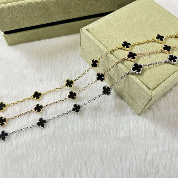 [Luxery]CLOVER 6 MOTIF  ONYXS BRACELET-w
