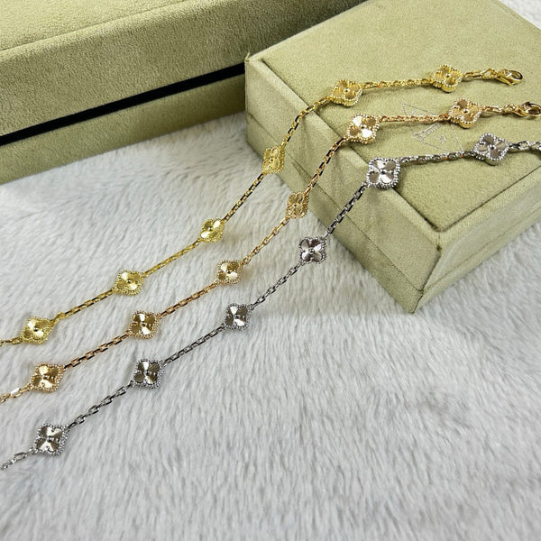 [Luxery]CLOVER 6 MOTIF DIAMOND BRACELET