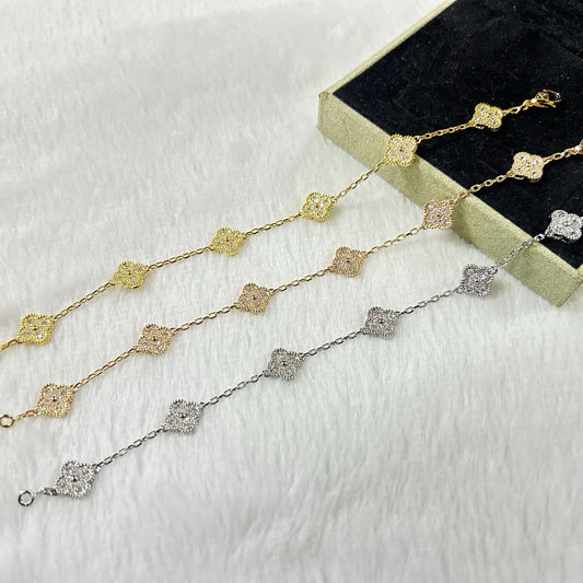 [Luxery]CLOVER 6 MOTIF DIAMOND BRACELET