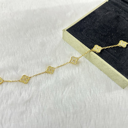 [Luxery]CLOVER 6 MOTIF DIAMOND BRACELET