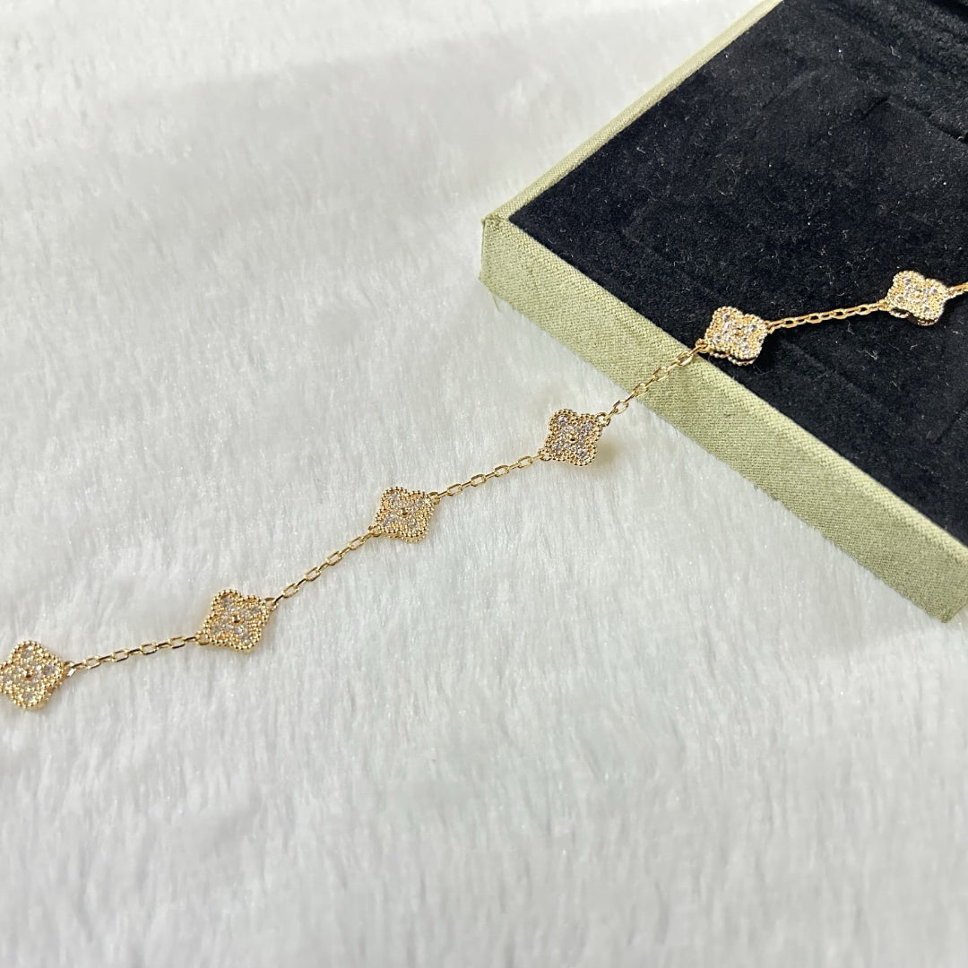 [Luxery]CLOVER 6 MOTIF DIAMOND BRACELET