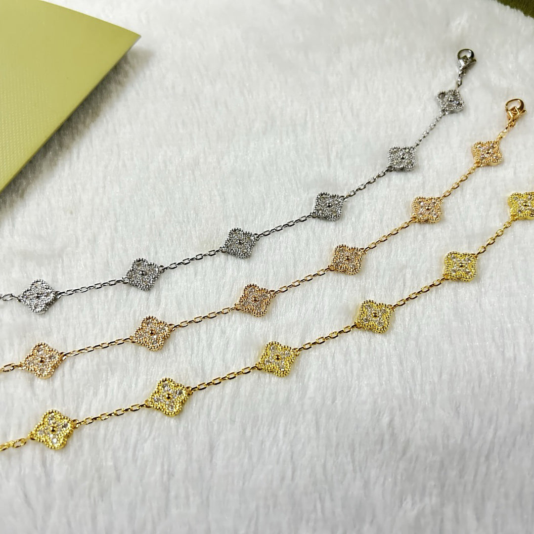 [Luxery]CLOVER 6 MOTIF DIAMOND BRACELET