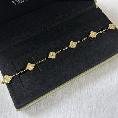 [Luxery]CLOVER 6 MOTIF DIAMOND BRACELET