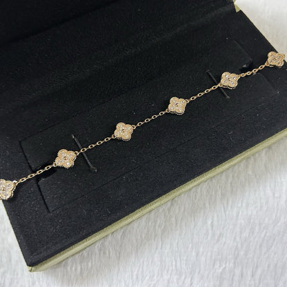 [Luxery]CLOVER 6 MOTIF DIAMOND BRACELET