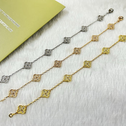 [Luxery]CLOVER 6 MOTIF DIAMOND BRACELET