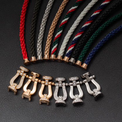 [Luxery]FORCE LARGE HORSESHOE HALF DIAMOND BRACELET SILVER