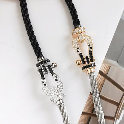 [Luxery]FORCE LARGE HORSESHOE BLACK WHITE DIAMOND BRACELET ROSE GOLD