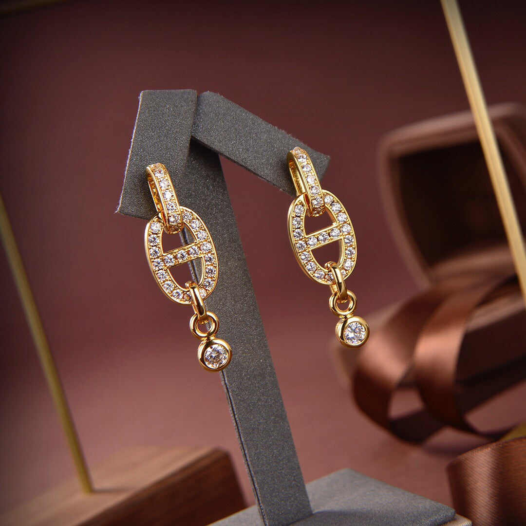 [Luxery]HM CHAINE DIAMOND EARRINGS