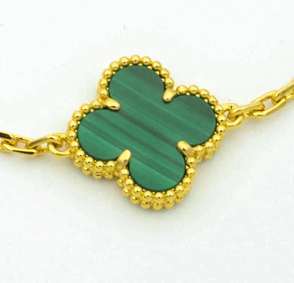 [Luxery] CLOVER 5 MOTIF MALACHITE BRACELET COLLECTION
