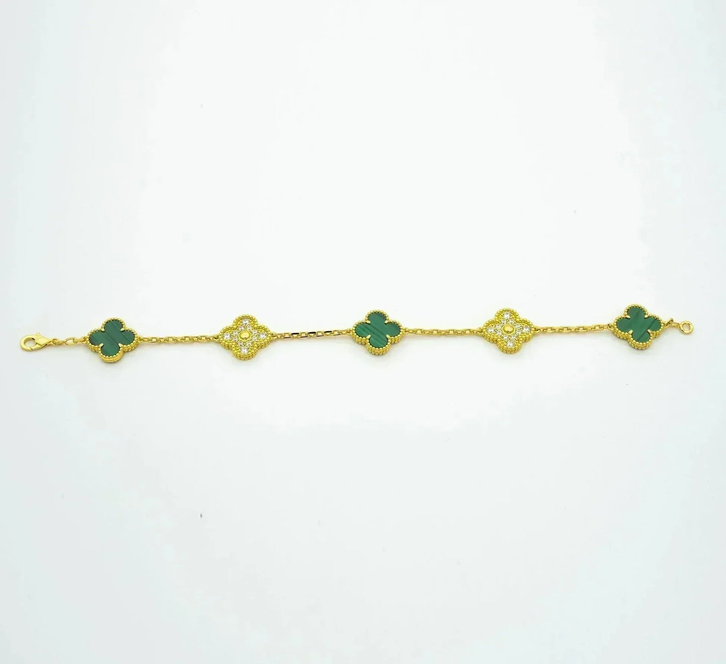 [Luxery] CLOVER 5 MOTIF MALACHITE BRACELET COLLECTION