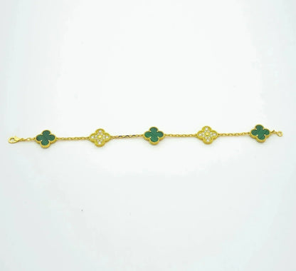 [Luxery] CLOVER 5 MOTIF MALACHITE BRACELET COLLECTION