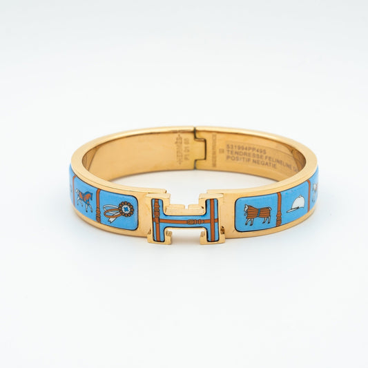 [Luxery]H PINK GOLD BRACELET BLUE CERAMIC