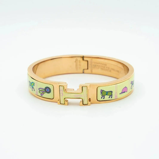 [Luxery]H PINK GOLD BRACELET CREAM CERAMIC