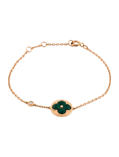 [Luxery]SUN MALACHITE 1 DIAMOND PINK GOLD BRACELET