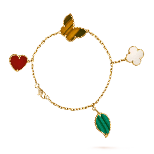 [Luxery]LUCKY SPRING 5 MOTIF GOLD BRACELET