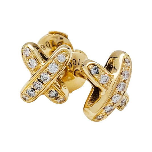 [Luxery]JEUX DE GOLD DIAMOND EARRINGS