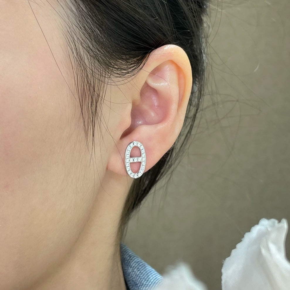 [Luxery]HM FULL DIAMOND PIG NOSE STUD EARRINGS