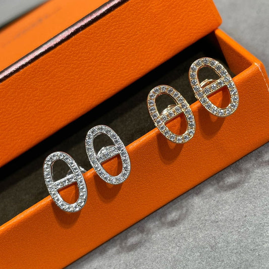 [Luxery]HM FULL DIAMOND PIG NOSE STUD EARRINGS