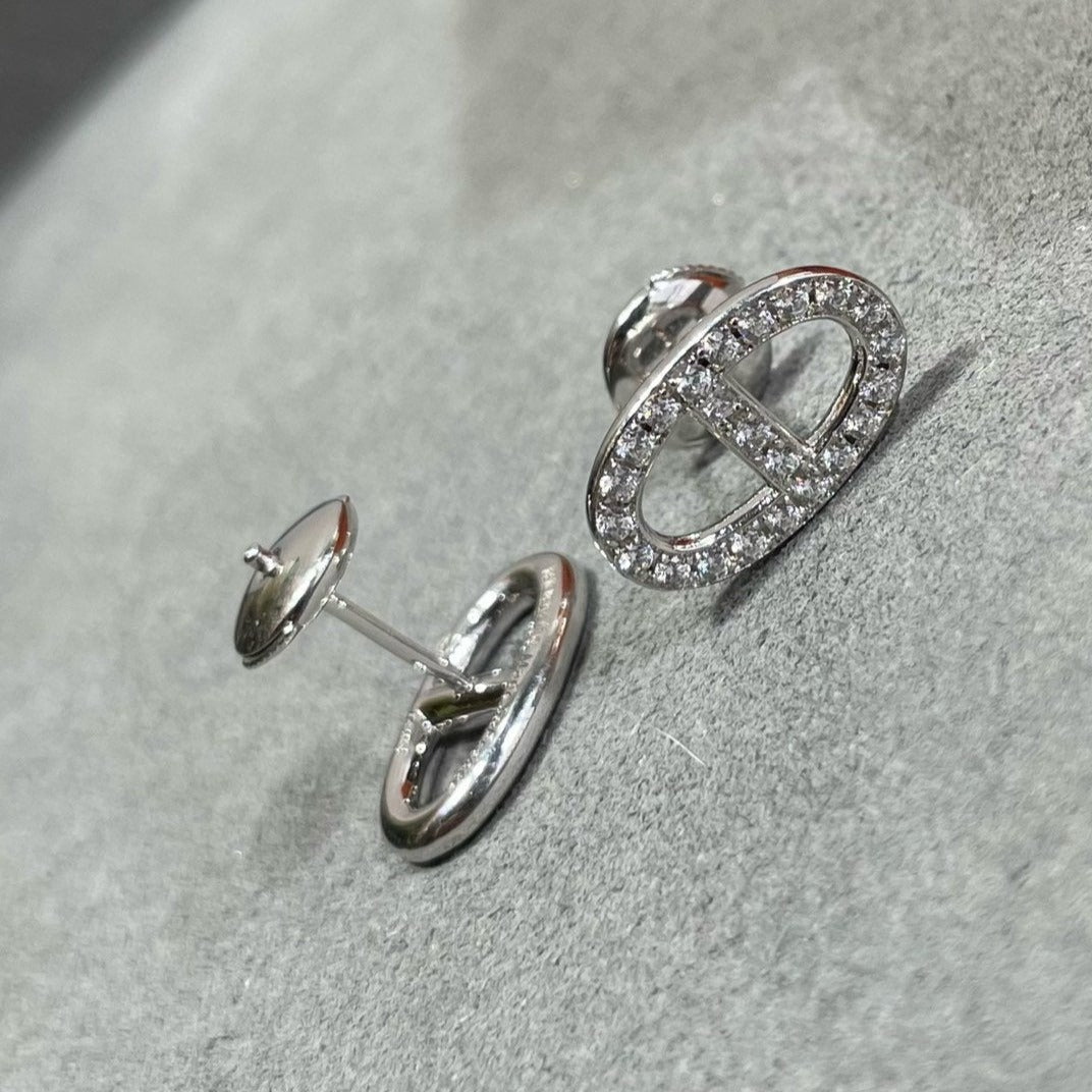 [Luxery]HM FULL DIAMOND PIG NOSE STUD EARRINGS