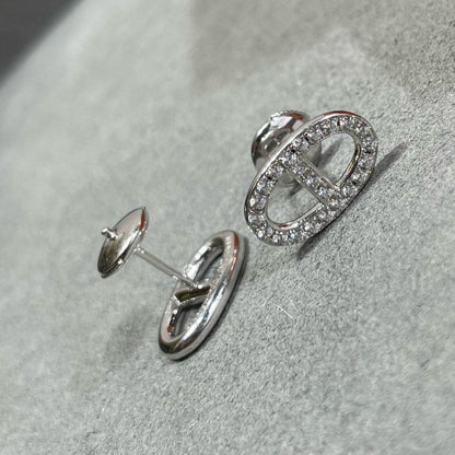 [Luxery]HM FULL DIAMOND PIG NOSE STUD EARRINGS