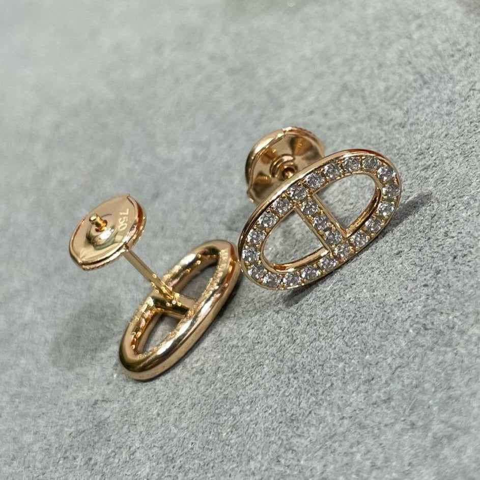 [Luxery]HM FULL DIAMOND PIG NOSE STUD EARRINGS