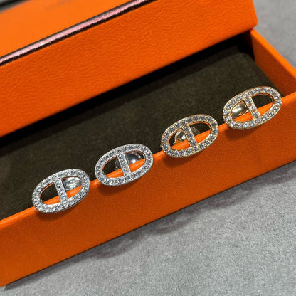 [Luxery]HM FULL DIAMOND PIG NOSE STUD EARRINGS