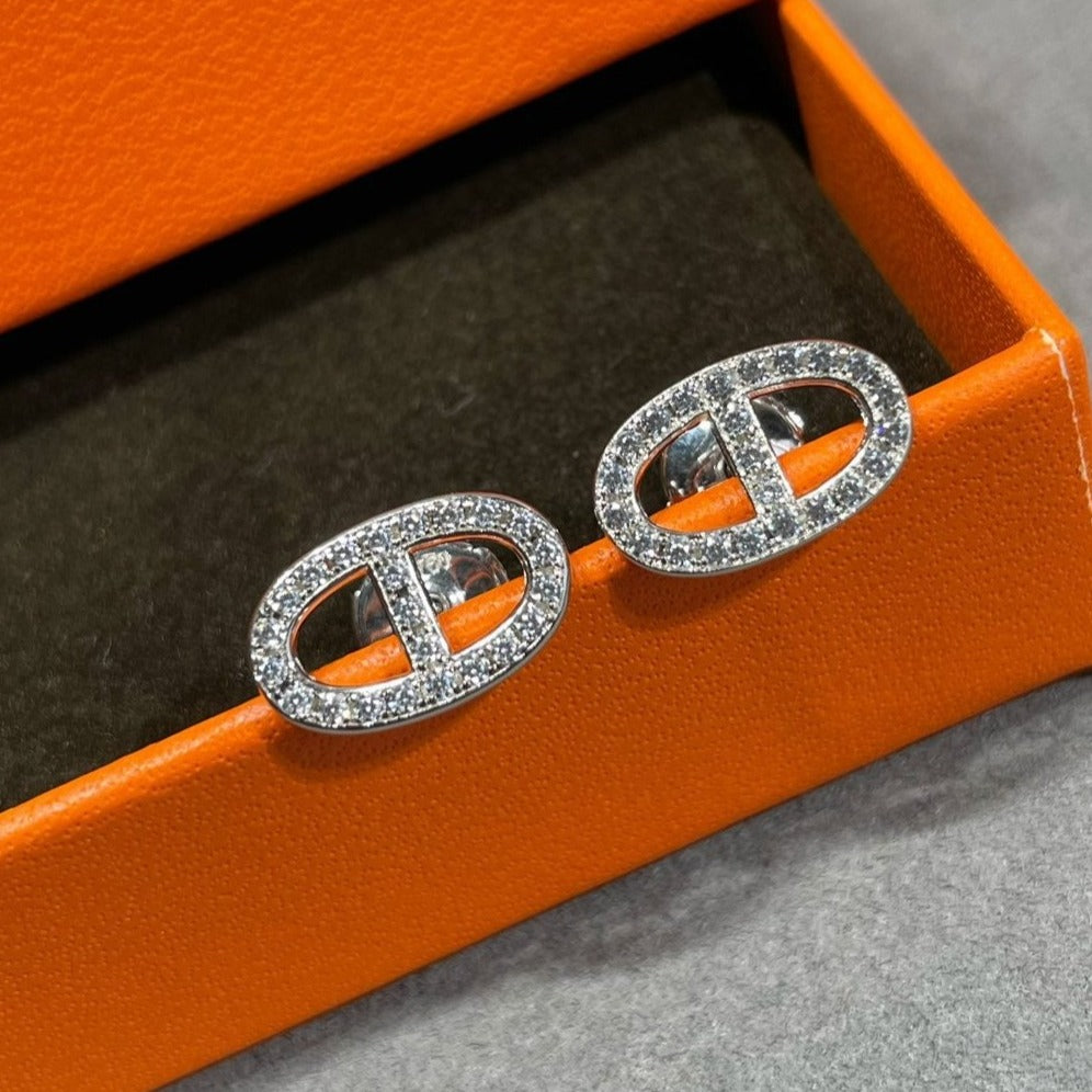 [Luxery]HM FULL DIAMOND PIG NOSE STUD EARRINGS