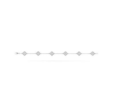 [Luxery]CLOVER 6 MOTIF SILVER DIAMOND BRACELET