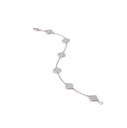 [Luxery]CLOVER 6 MOTIF SILVER DIAMOND BRACELET