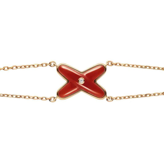 [Luxery]JEUX BRACELET CARNELIAN PINK GOLD 1 DIAMOND
