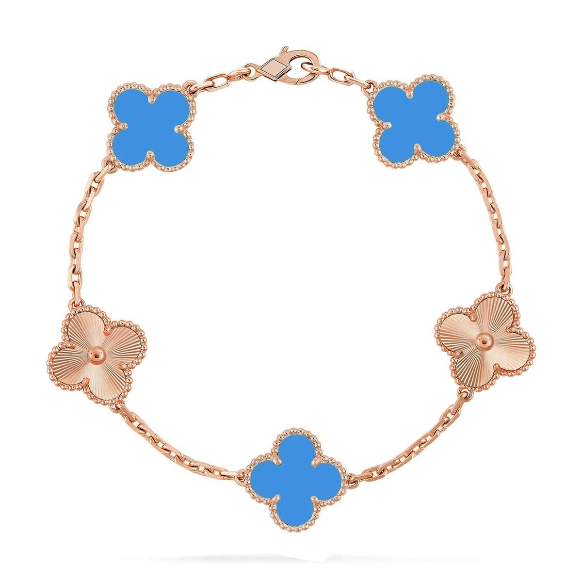 [Luxery] CLOVER 5 MOTIF BLUE AGATE BRACELET COLLECTION