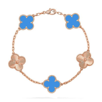 [Luxery] CLOVER 5 MOTIF BLUE AGATE BRACELET COLLECTION