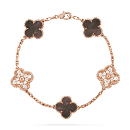 [Luxery] CLOVER 5 MOTIF GRAY MOP BRACELET COLLECTION