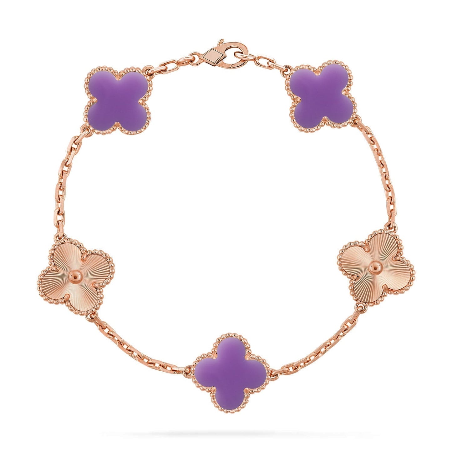 [Luxery]CLOVER 5 MOTIF LIGHT PURPLE BRACELET COLLECTION