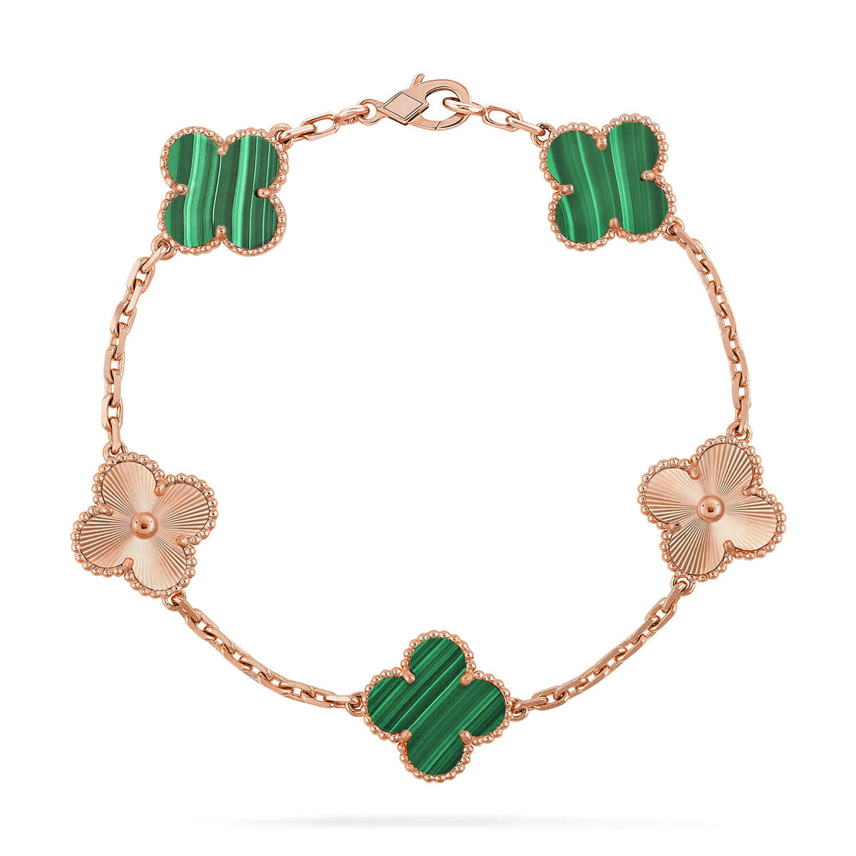 [Luxery] CLOVER 5 MOTIF MALACHITE BRACELET COLLECTION