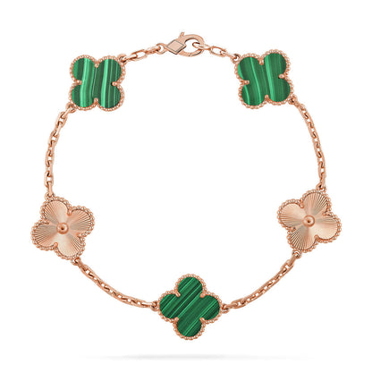 [Luxery] CLOVER 5 MOTIF MALACHITE BRACELET COLLECTION