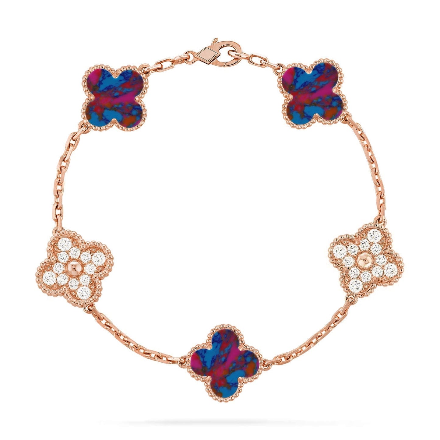[Luxery]CLOVER 5 MOTIF COLOR GEMSTONES BRACELET COLLECTION