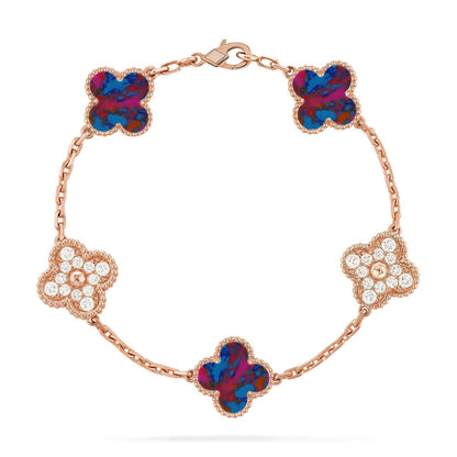 [Luxery]CLOVER 5 MOTIF COLOR GEMSTONES BRACELET COLLECTION
