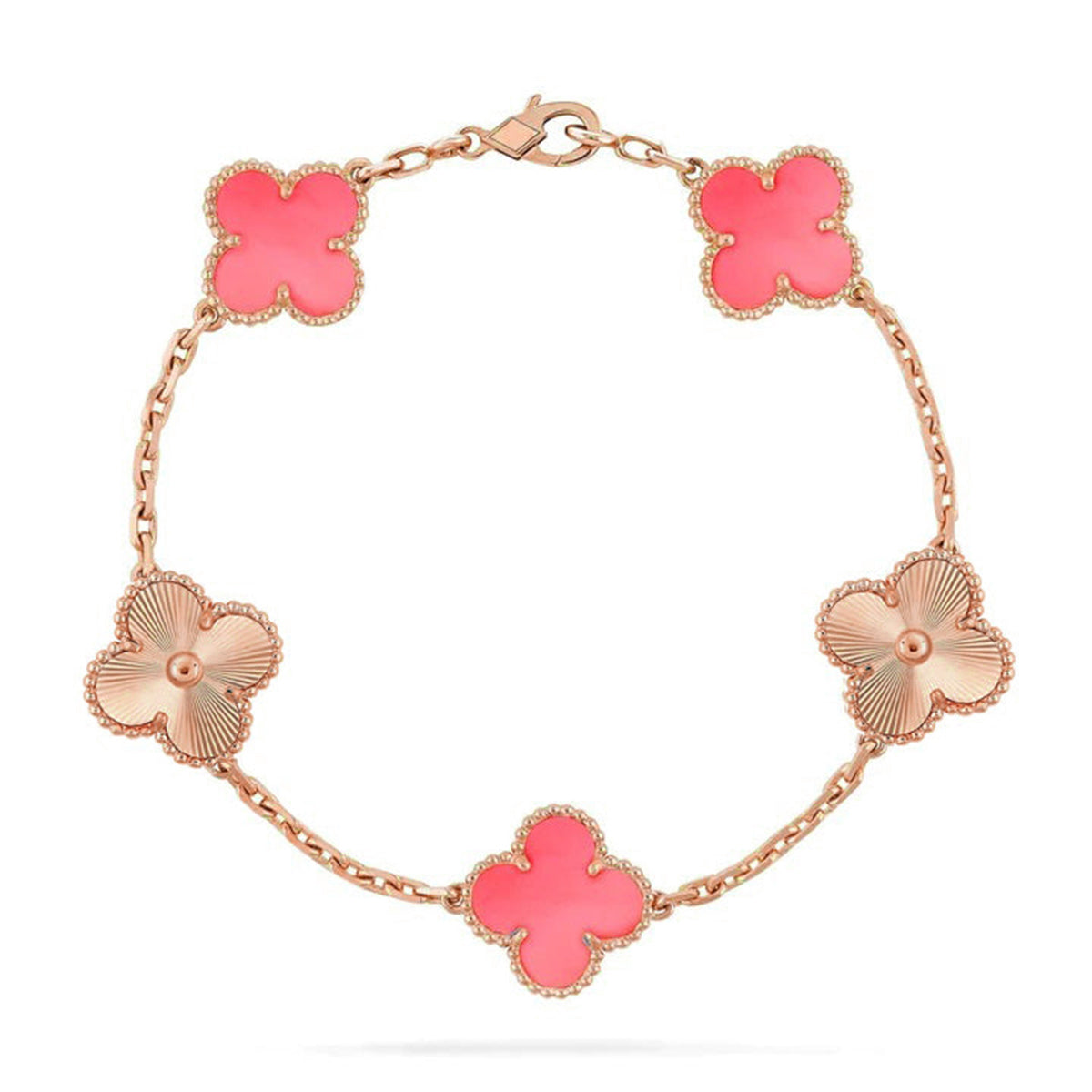 [Luxery] CLOVER 5 MOTIFS  PINK MOP BRACELET COLLECTION