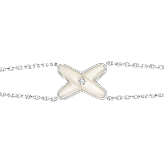 [Luxery]JEUX BRACELET WHITE MOP SILVER 1 DIAMOND