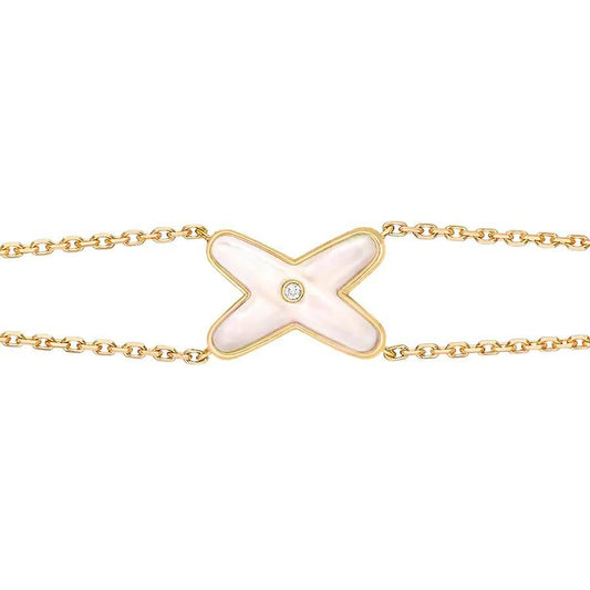 [Luxery]JEUX BRACELET WHITE MOP GOLD 1 DIAMOND