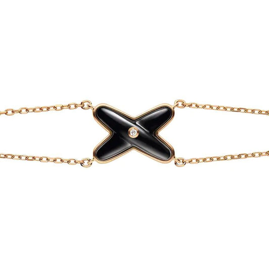 [Luxery]JEUX BRACELET ONYX PINK GOLD 1 DIAMOND