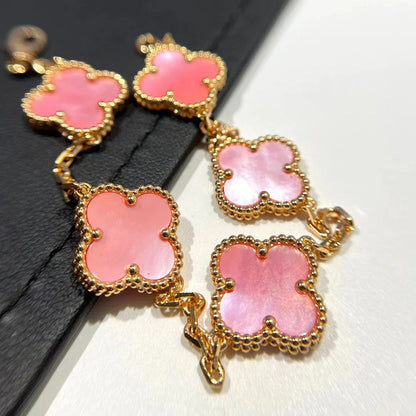 [Luxery] CLOVER 5 MOTIFS  PINK MOP BRACELET COLLECTION